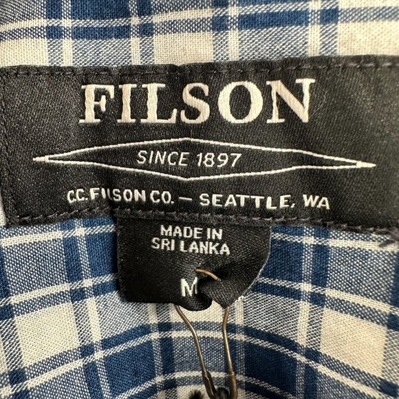 Filson Women's Kadin Island Button Down Shirt sz M Medium Indigo Blue Plaid NWT - Picture 3 of 7